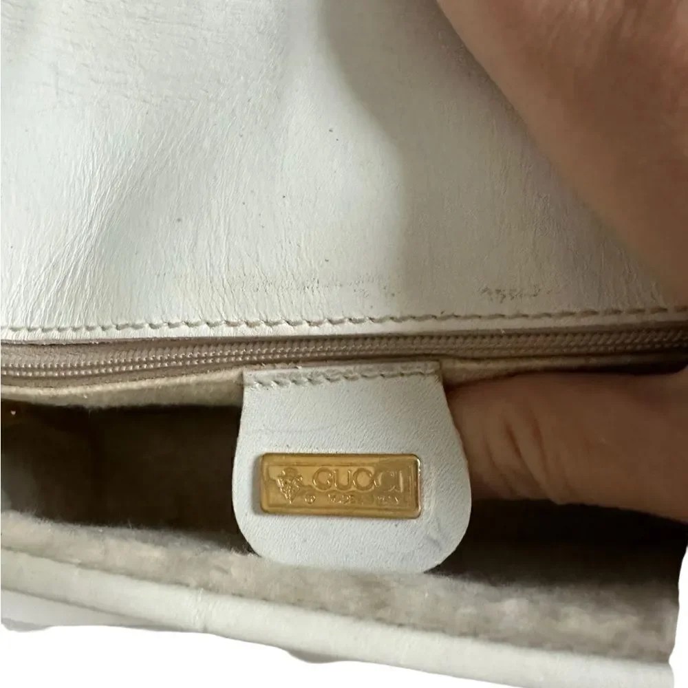 Gucci white gg canvas and leather crossbody bag